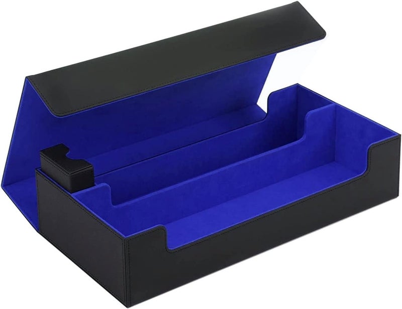 Scimi Premium Trading Card Storage Case TCG Deck Box Holds 800+ Sleeved Cards for MTG, YuGiOh, Uno, Sport with Strong Magnet Closure (Black/Blue) - Image 4